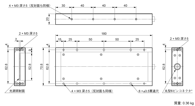 C12760 光源ユニット 外形寸法図